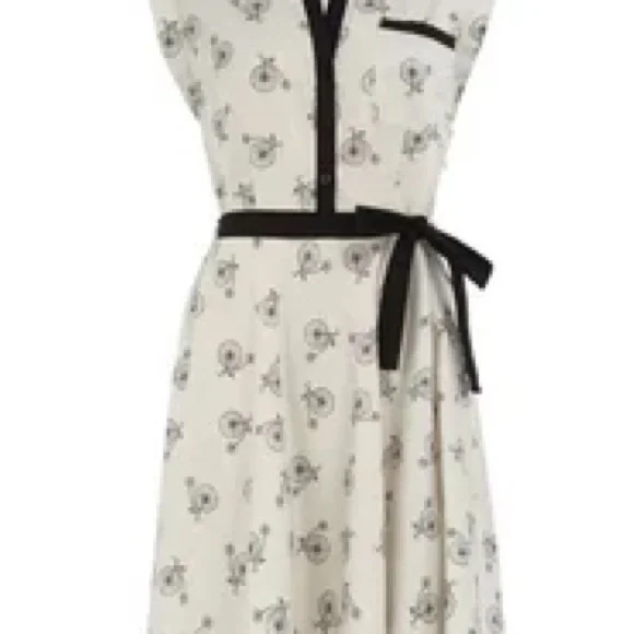 Dorothy Perkins Light Blue Dress with Black Bicycle Print and Trim - Picture 4 of 4